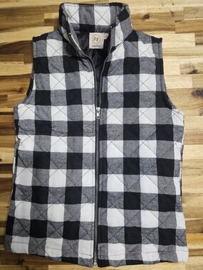 Children's Quilted Black & White Buffalo Plaid Vest